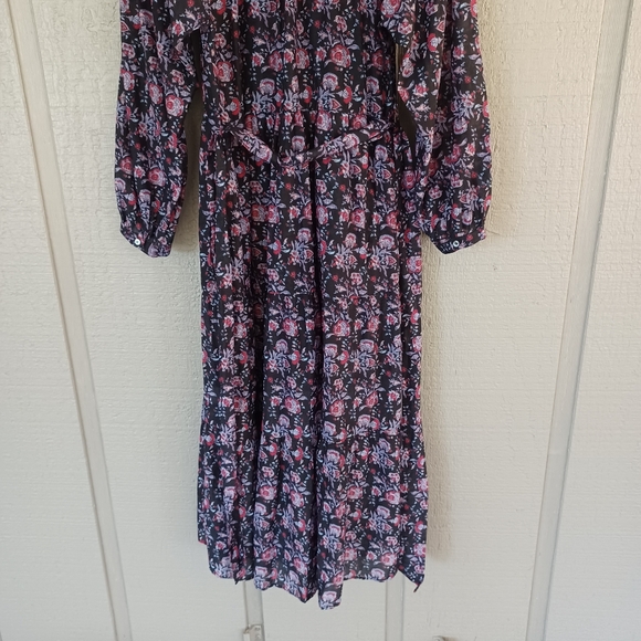 Xirena Annieka Midi Dress Size L Feminine Cotton Silk Pockets Long Sleeve Button - Picture 8 of 13